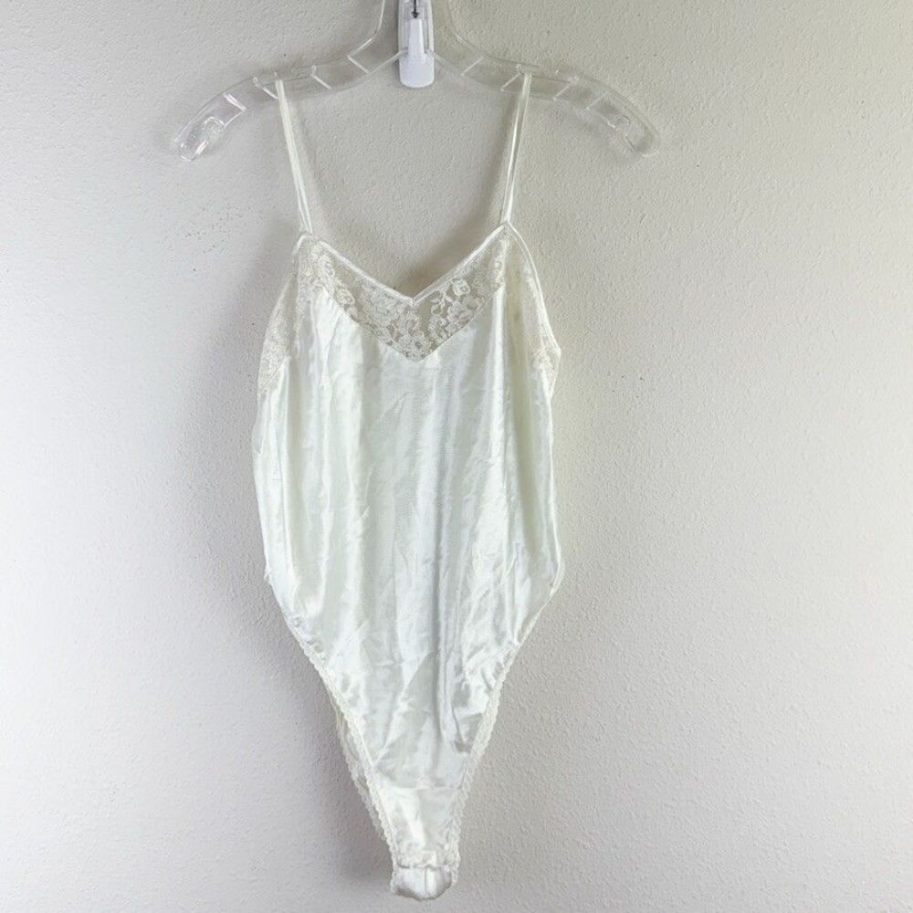 Vintage Victoria Secret S Gold Label Ivory Satin Lace Teddy Bodysuit Bridal Lace